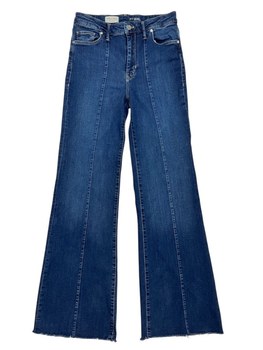 Anthropologie Pilcro Flare Leg Jean 27 Blue Full Length Frayed Cuffs